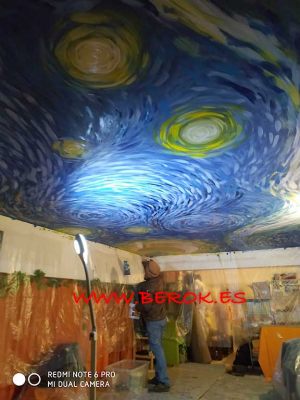 Graffiti Techo Vincent Van Gogh Noche Estrellada 300x100000